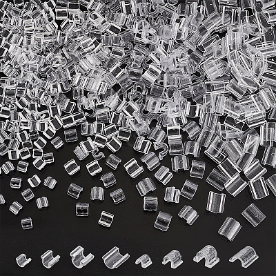 800Pcs 4 Style Transparent AS Plastic Base Buckle Hair Findings FIND-NB0004-37-1