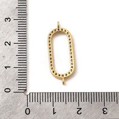 Brass Micro Pave Clear Cubic Zirconia Oval Ring Connector Charms KK-I360-048G-1