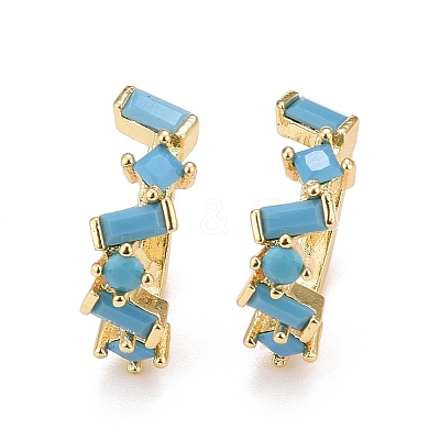 Cubic Zirconia Star Cuff Earrings EJEW-A069-17G-B-1