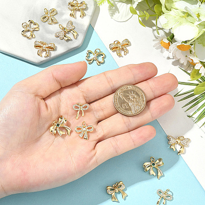 14Pcs 7 Styles Brass Micro Pave Cubic Zirconia Pendants KK-BBC0020-29-1