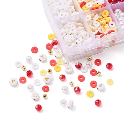 DIY Letter & Imitation Pearl & Heishi Beads Bracelet Making Kit DIY-YW0005-23E-1
