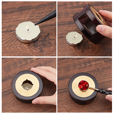 Beech Handle Wax Sealing Stamp Melting Brass Spoon TOOL-CP0001-11-1