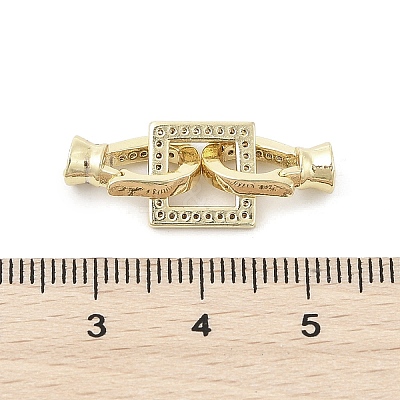 Brass Micro Pave Clear Cubic Zirconia Fold Over Clasps KK-U059-18G-1