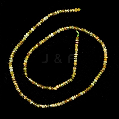 Faceted Rondelle Natural Green Garnet Beads Strands G-F289-40B-1