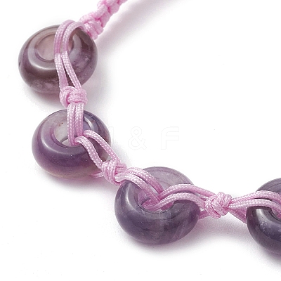 Natural Amethyst Rondelle Braided Bead Bracelets BJEW-TA00492-01-1