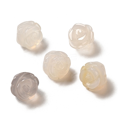 Natural Grey Agate Carved Flower Scattered Beads G-O156-B-35-1