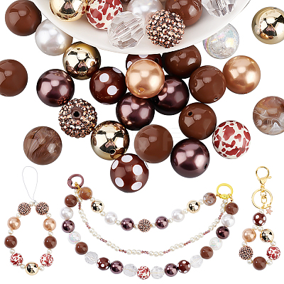 1 Set Mixed Style Acrylic Round Beads Sets SACR-PH0001-52K-1