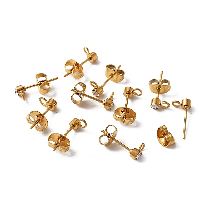 304 Stainless Steel Stud Earrings Findings LS-STAS-WH0029-44A-G-1