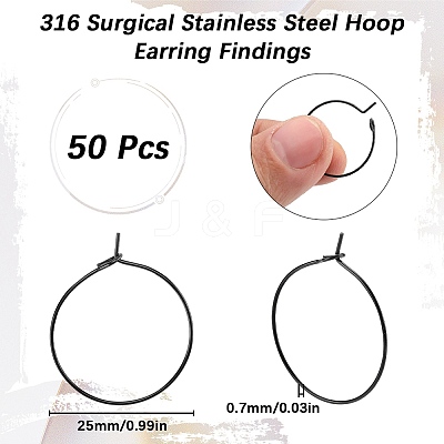 50Pcs 304 Stainless Steel Hoop Earring Findings STAS-SC0007-29-1