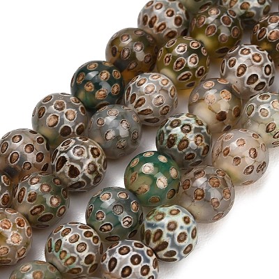 Tibetan Style dZi Beads Strands GG-NH0001-A03-8MM-1