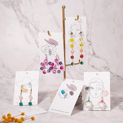 100Pcs 5 Style Cardboard Jewelry Display Cards CDIS-SZ0001-20-1