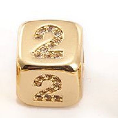 Brass Micro Pave Cubic Zirconia Beads ZIRC-L091-021G-02-1
