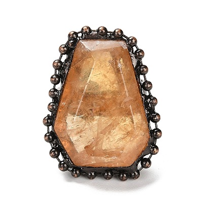 Natural Yellow Quartz Open Cuff Ring RJEW-M166-03R-C-1