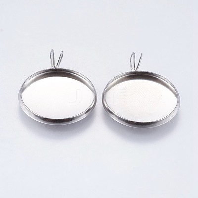 Tarnish Resistant 304 Stainless Steel Pendant Cabochon Settings STAS-I069-37-18MM-1