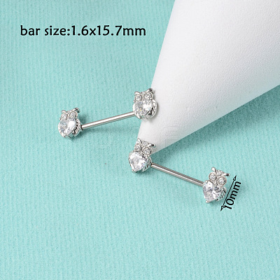 304 Stainless Steel Clear Cubic Zirconia Nipple Rings WG32E94-05-1