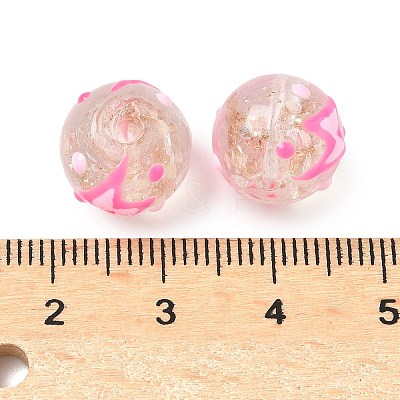 Luminous Handmade Enamel Gold Sand Glass Beads Strands LAMP-U004-08D-1
