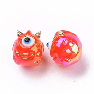 UV Plating Rainbow Iridescent Acrylic Beads OACR-A018-03D-1