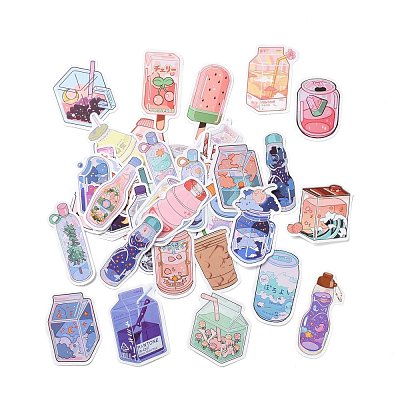 50Pcs Cartoon Drinking Bottle Paper Sticker Label Set DIY-G066-06-1