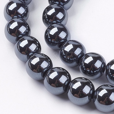 Non-Magnetic Synthetic Hematite Beads Strands X-G-H1623-8mm-2-1