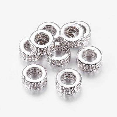 Brass Cubic Zirconia European Beads ZIRC-F001-103P-1