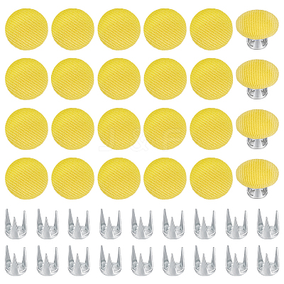 24 Bags Flat Round Cloth Cap Nail Buttons BUTT-BC0001-21D-1