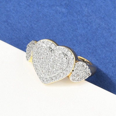 Brass Micro Pave Cubic Zirconia Open Cuff Ring for Women RJEW-F177-03GP-04-1