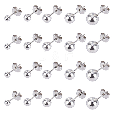 201 Stainless Steel Ball Stud Earrings STAS-UN0019-07P-1