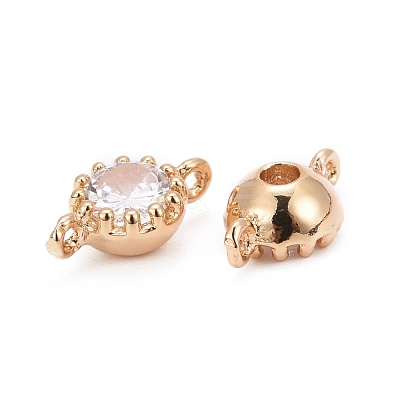 Flower Brass Micro Pave Cubic Zirconia Links Connectors X-ZIRC-L054-09KCG-NR-1