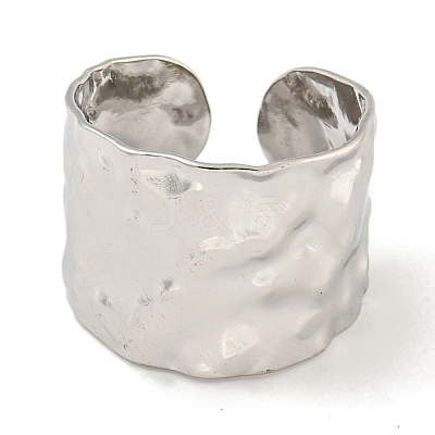 Non-Tarnish 304 Stainless Steel Hammered Open Cuff Ring X-RJEW-A043-08P-1