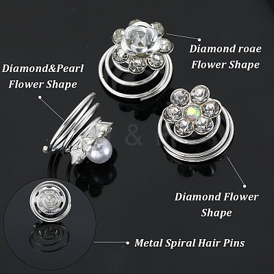 60Pcs 3 Styles Spiral Hair Pin Coil Iron Hair Accessories OHAR-SP0001-10B-1