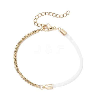 304 Stainless Steel Wheat Chains with Nylon Cord Mixed Chain Bracelets BJEW-JB13288-01-1