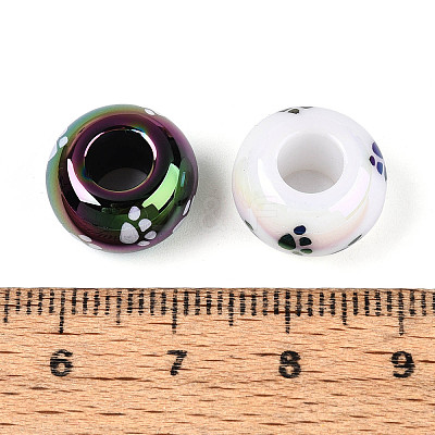 UV Plating Printed Opaque Acrylic European Beads MACR-N018-05-1