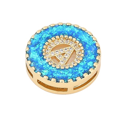 Brass Micro Pave Cubic Zirconia Slide Charms KK-I723-51G-01-1