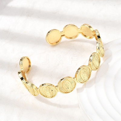 Religion Brass Open Cuff Bangles BJEW-K296-02B-G-1