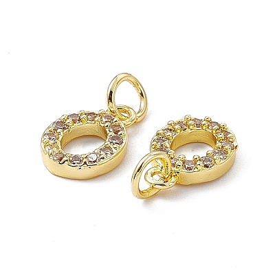 Real 18K Gold Plated Brass Micro Pave Clear Cubic Zirconia Charms KK-E068-VB452-O-1