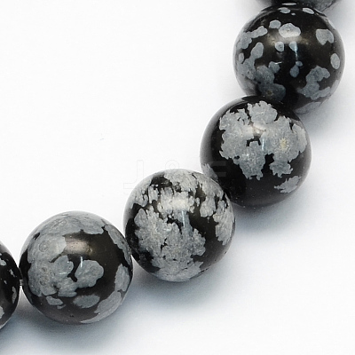 Natural Snowflake Obsidian Round Beads Strands X-G-S172-6mm-1