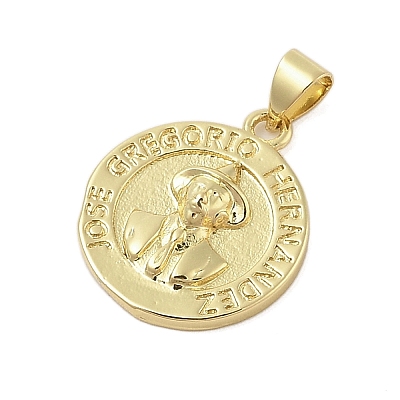 Flat Round Real 18K Gold Plated Rack Plating Brass Pendants KK-Z074-19G-03-1