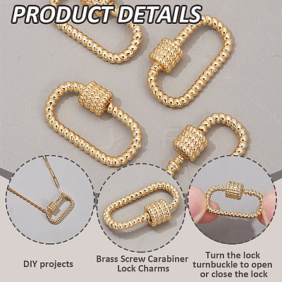 5Pcs Brass Screw Carabiner Lock Charms KK-NB0003-53-1