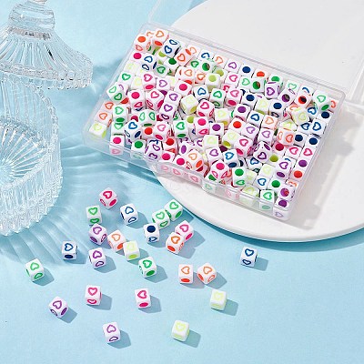 210Pcs 6 Colors Opaque White Acrylic European Beads MACR-YW0002-75A-1