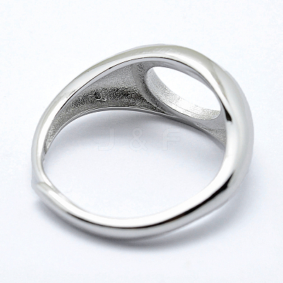 Anti-Tarnish Rhodium Plated 925 Sterling Silver Finger Ring Components STER-G027-02P-1