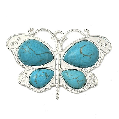 304 Stainless Steel with Dyed Synthetic Turquoise Pendants STAS-G374-05S-11-1