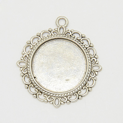 Zinc Alloy Pendant Settings for Cabochon & Rhinestone PALLOY-A15290-AS-FF-1