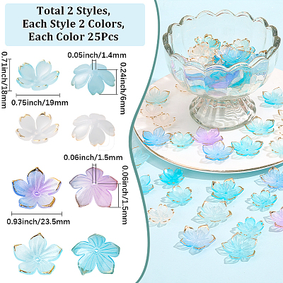 100Pcs 4 Styles Transparent Acrylic Bead Caps OACR-BM0001-09A-1