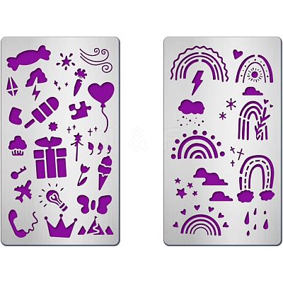 2Pcs 2 Style 304 Stainless Steel Cutting Dies Stencils DIY-FG0001-96-1