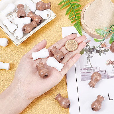 20 Pcs 2 Styles Wooden Hanging Ball Blind Small Beads WOOD-CA0001-16-1