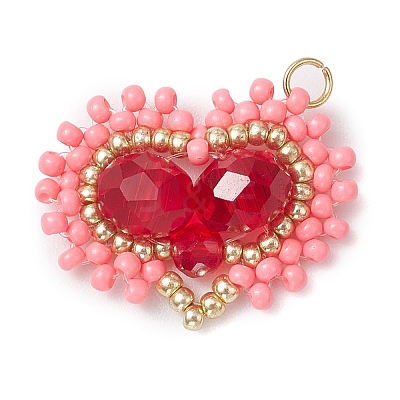 Glass Seed Beaded Pendants PALLOY-MZ00388-02-1