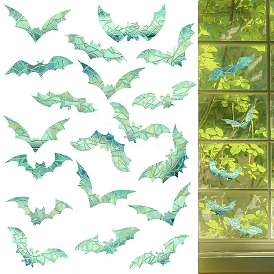 2PCS 2 Styles PVC Stickers Colorful Window Stickers 3D Laser Bat Static Glass Window Stickers JX825A-1