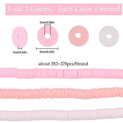 3 Strands 3 Colors Flat Round Handmade Polymer Clay Beads CLAY-SC0001-68B-01-1