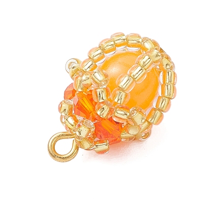 Luminous Handmade Glass Seed Beaded Teardrop Pendants PALLOY-MZ00962-04-1