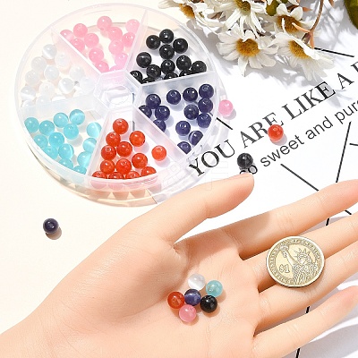 90Pcs 6 Colors Cat Eye Beads Sets CE-YW0001-01-1